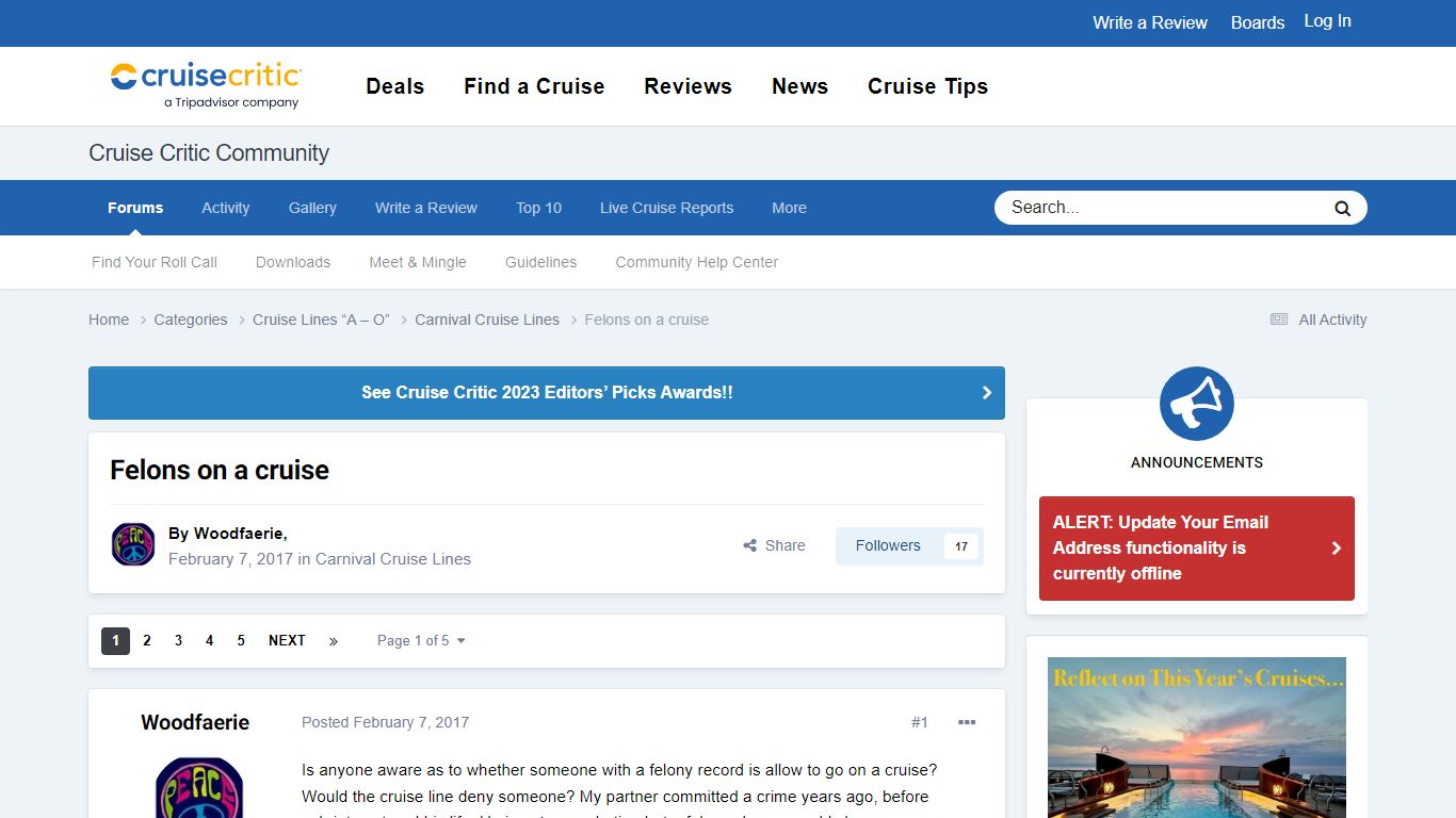 Felons on a cruise - Carnival Cruise Lines - Cruise Critic Community
